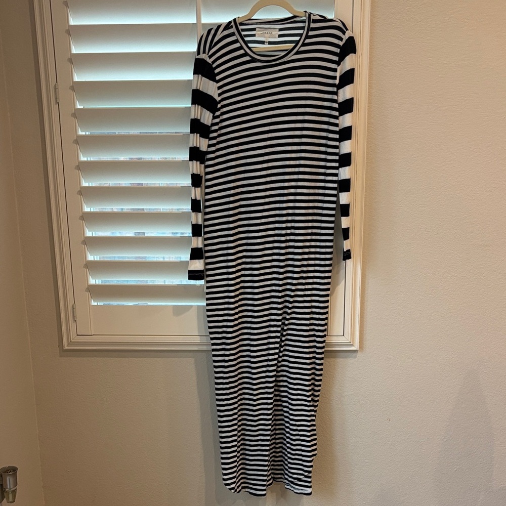 The Great Black and White Striped Long Sleeve Colton Dress